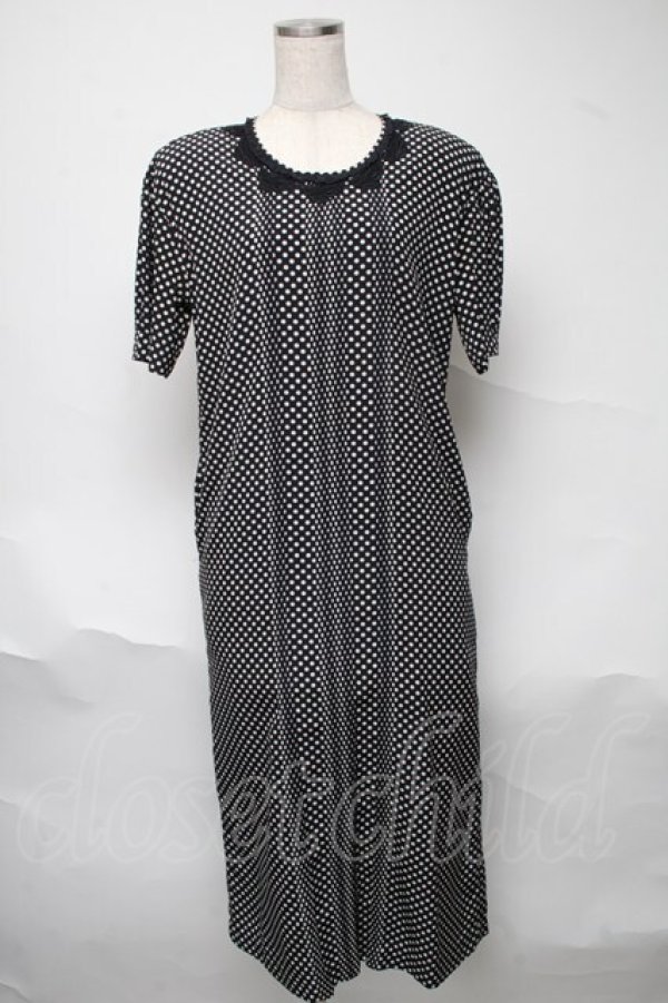 画像1: INGEBORG / レース襟デザインドット半袖ワンピース  黒Ｘ白 S-25-06-23-051-LO-OP-SA-ZT489 (1)