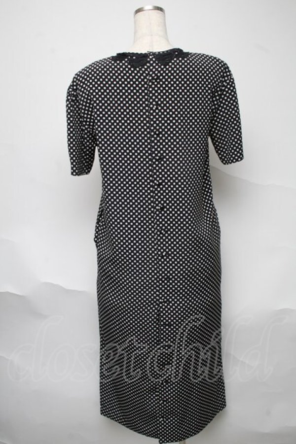 画像2: INGEBORG / レース襟デザインドット半袖ワンピース  黒Ｘ白 S-25-06-23-051-LO-OP-SA-ZT489 (2)