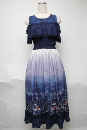 画像: axes femme POETIQUE / リトル・マーメイド ワンピース  紺 S-25-06-23-053-AX-OP-AS-ZS