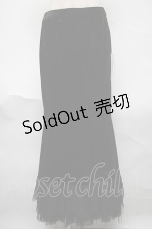 画像: alice auaa / シフォンフリル別珍マーメイドSK  黒 S-25-06-23-058-AA-SK-HR-ZS