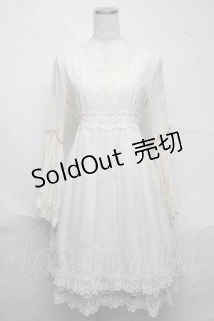 画像: PINK HOUSE / ハイウエスト切替レースワンピース  オフ S-25-06-23-021-LO-OP-AS-ZS