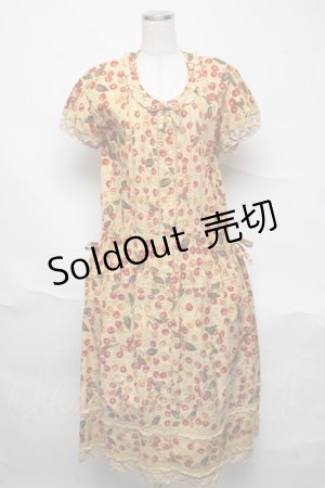 画像: PINK HOUSE / チェリー半袖ワンピース  イエロー S-25-06-23-022-LO-OP-SA-ZT489