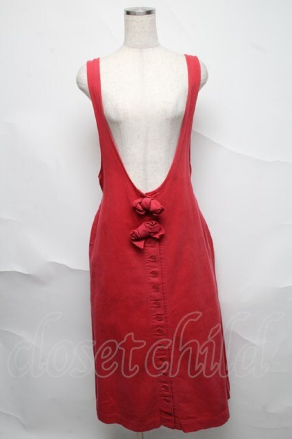 画像1: PINK HOUSE / かおくまワッペンサスデニムスカート  赤 S-25-06-23-025-LO-SK-SA-ZT481 (1)