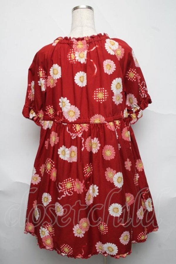 画像2: PINK HOUSE / ひな菊コサージュプリントチュニックブラウス  赤 S-25-06-23-036-LO-BL-SA-ZS (2)