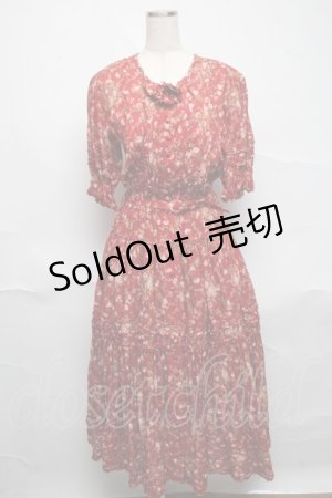 画像: PINK HOUSE / ローズブーケ総柄ワンピース  レッド S-25-06-23-038-LO-OP-SA-ZS