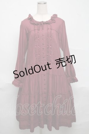 画像: PINK HOUSE / ローンフリルティアードワンピース  ボルドー S-25-06-23-039-LO-OP-SA-ZS