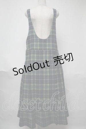 画像: WONDERFUL WORLD / タータンチェック裾プリーツジャンパースカート  グリーンチェック S-25-06-23-044-LO-OP-SA-ZS