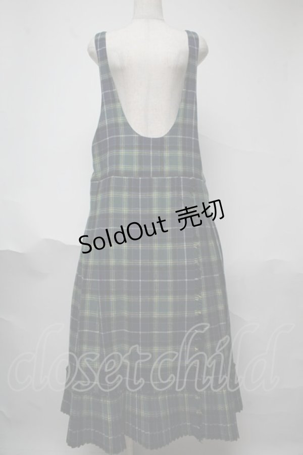 画像1: WONDERFUL WORLD / タータンチェック裾プリーツジャンパースカート  グリーンチェック S-25-06-23-044-LO-OP-SA-ZS (1)