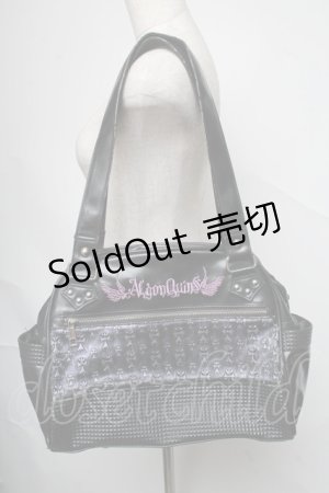 画像: ALGONQUINS / ロゴ刺繍ボストンバッグ  黒 S-25-06-24-003-AL-BG-AS-ZS
