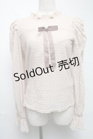 画像: Amavel / リボン付き総レーストップス  ベージュ S-25-06-25-040-CA-TO-HR-ZH