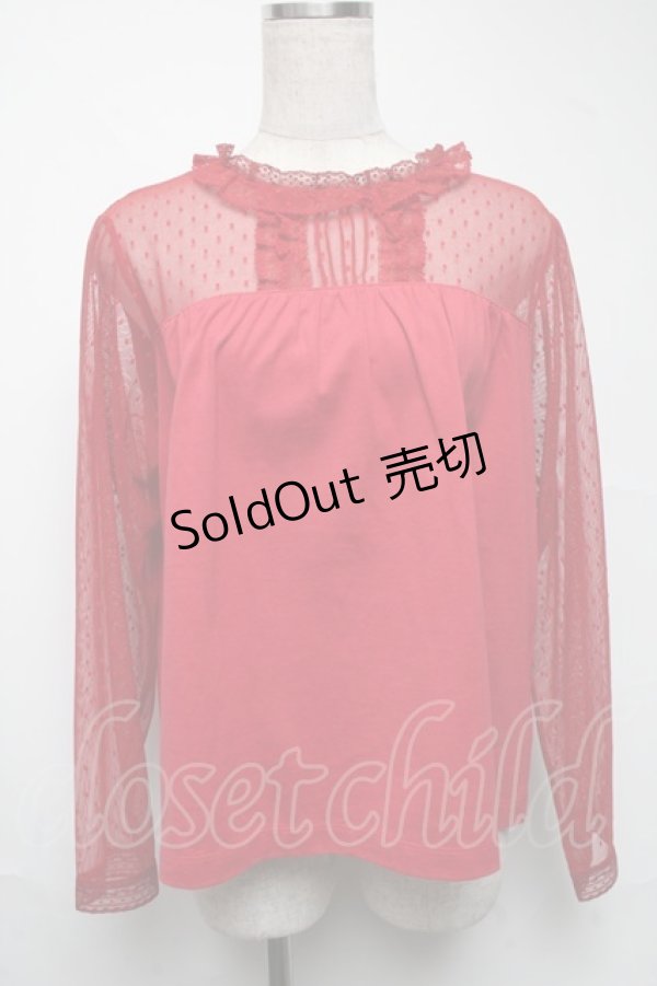 画像1: PINK HOUSE / チュール切替トップス  赤 S-25-06-25-044-LO-TO-AS-ZS (1)