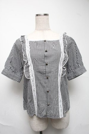 画像: Fi.n.t / チェックブラウス  黒ｘ白 S-25-06-25-046-CA-BL-AS-ZS
