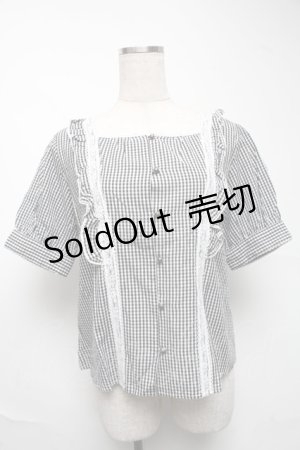 画像: Fi.n.t / チェックブラウス  黒ｘ白 S-25-06-25-046-CA-BL-AS-ZS