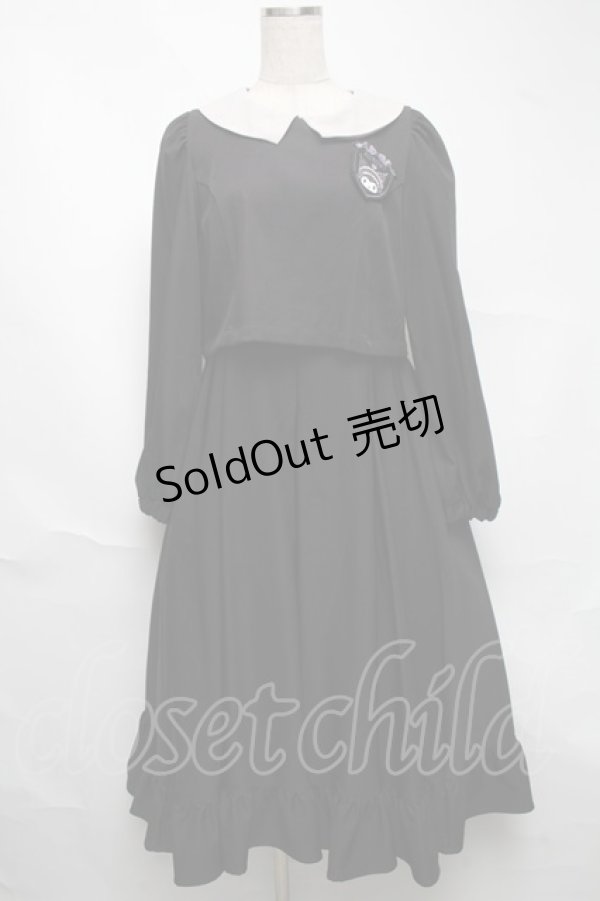画像1: m petit by misako / サンリオキャラクターズコラボ クロミワッペン付きワンピース  黒 S-25-06-25-057-LO-OP-AS-ZS (1)