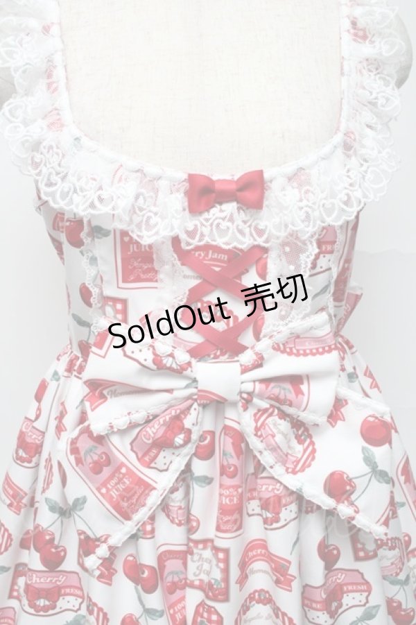 画像3: Angelic Pretty / Cherry Jam Labelジャンパースカート  白 S-25-06-26-041-AP-OP-HR-ZS (3)