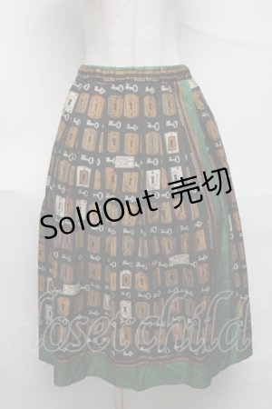 画像: Jane Marple / Bespoke key plates タックスカート  黒ｘグリーン S-25-06-26-063-JM-SK-HR-ZS