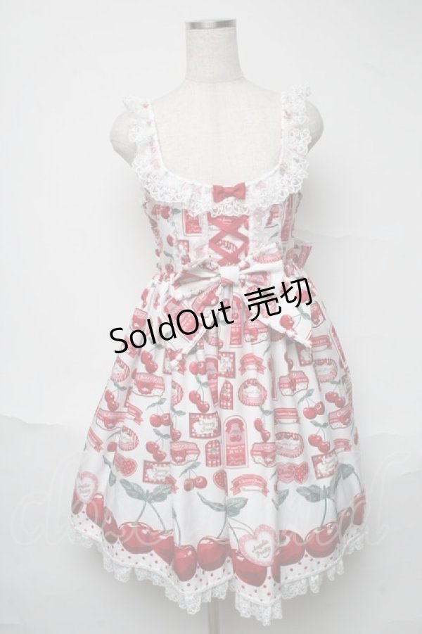 画像1: Angelic Pretty / Cherry Jam Labelジャンパースカート  白 S-25-06-26-041-AP-OP-HR-ZS (1)