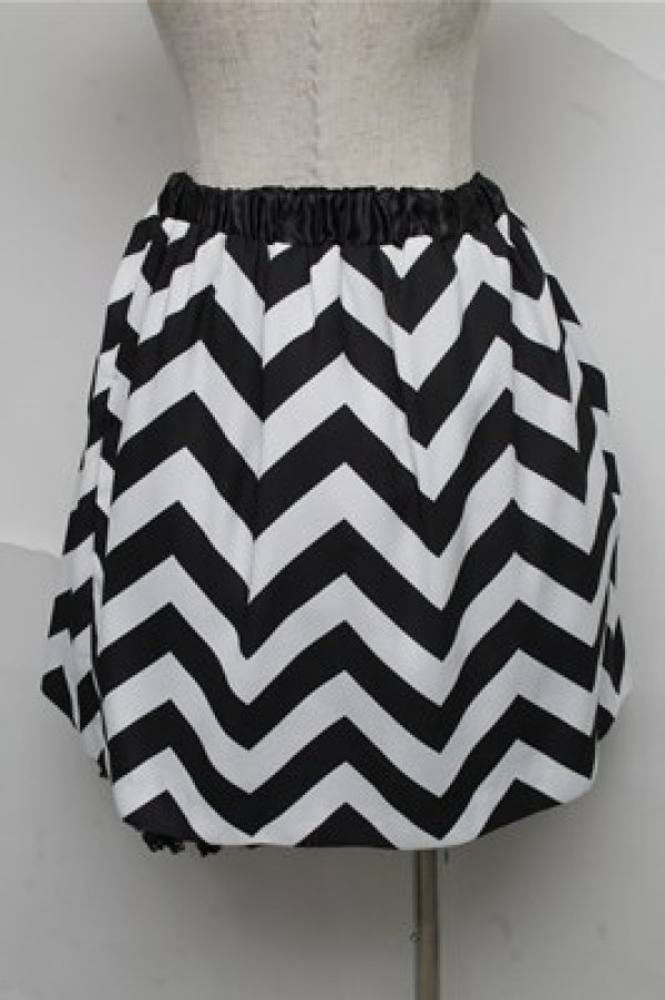 画像2: pays des fees  / フレアスカート  白ｘ黒 S-25-06-27-054-PU-SK-AS-ZT051 (2)