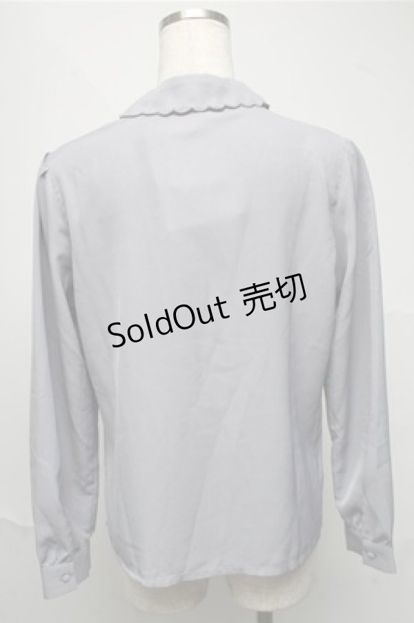 画像2: an another angelus / カットワーク刺繍ジャボ付きブラウス  グレー S-25-06-27-019-CA-BL-HR-ZT490 (2)