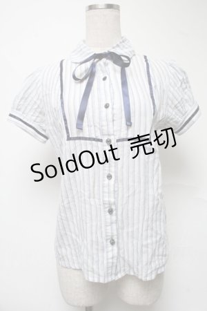 画像: Blue rouge / 半袖ブラウス  白ｘ青 S-25-07-01-006-CA-TO-AS-ZS