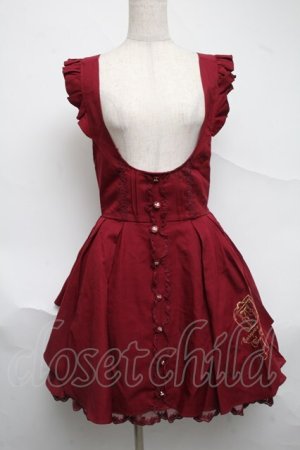 画像: LIZ LISA / 後ろリボン刺繍ジャンスカ  ワイン S-25-07-01-046-LO-OP-AS-ZS