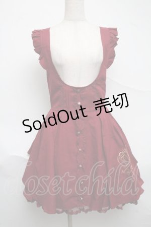 画像: LIZ LISA / 後ろリボン刺繍ジャンスカ  ワイン S-25-07-01-046-LO-OP-AS-ZS