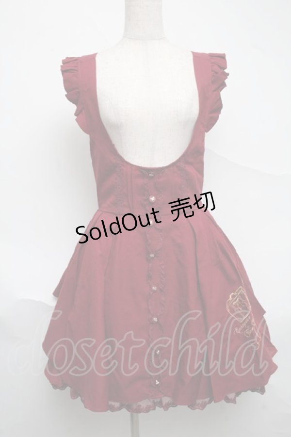 画像1: LIZ LISA / 後ろリボン刺繍ジャンスカ  ワイン S-25-07-01-046-LO-OP-AS-ZS (1)