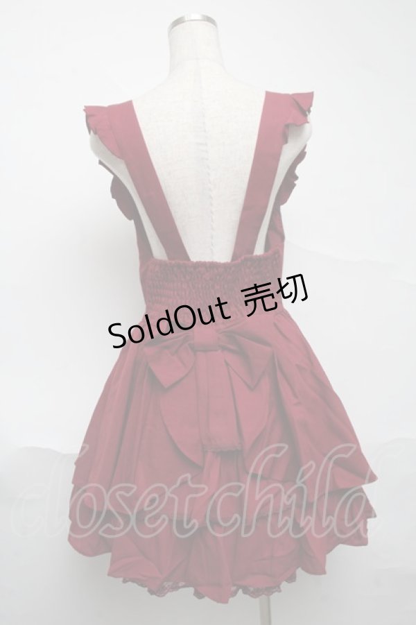画像2: LIZ LISA / 後ろリボン刺繍ジャンスカ  ワイン S-25-07-01-046-LO-OP-AS-ZS (2)