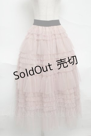 画像: axes femme POETIQUE / ティアードフリルロングスカート  ピンク S-25-07-01-060-AX-SK-AS-ZI