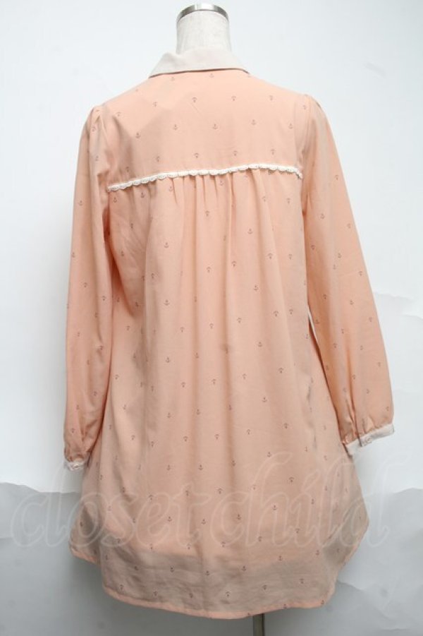 画像2: Blue rouge / 錨シフォンワンピース  ベージュ S-25-07-01-022-CA-OP-AS-ZT265 (2)