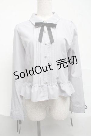 画像: axes femme POETIQUE / レースアップデザインブラウス  グレー S-25-07-01-027-AX-BL-AS-ZS