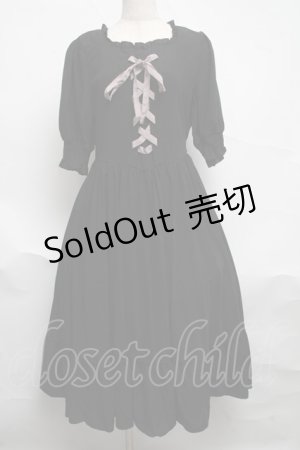 画像: m petit by misako / AMレースアップワンピース  黒 S-25-07-01-040-LO-OP-HR-ZS