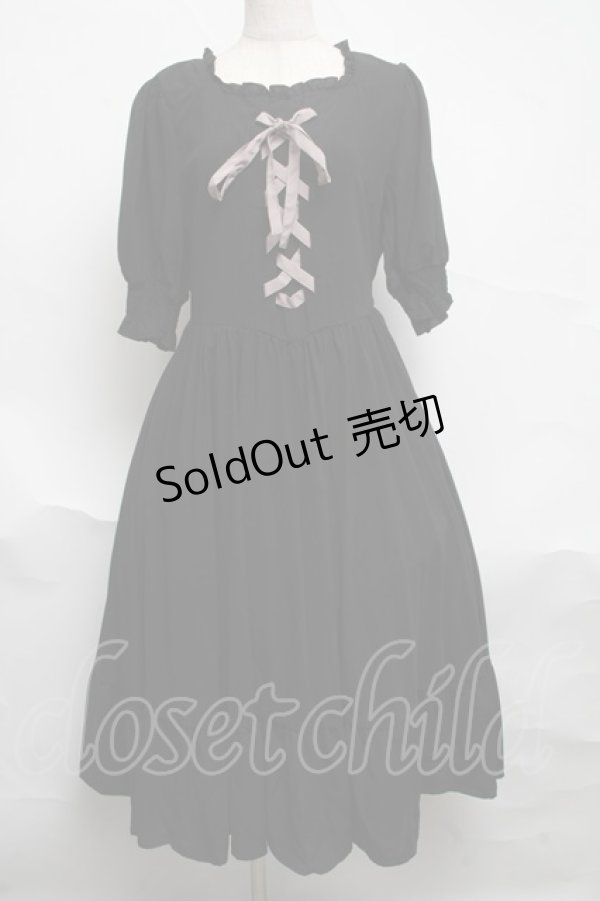 画像1: m petit by misako / AMレースアップワンピース  黒 S-25-07-01-040-LO-OP-HR-ZS (1)