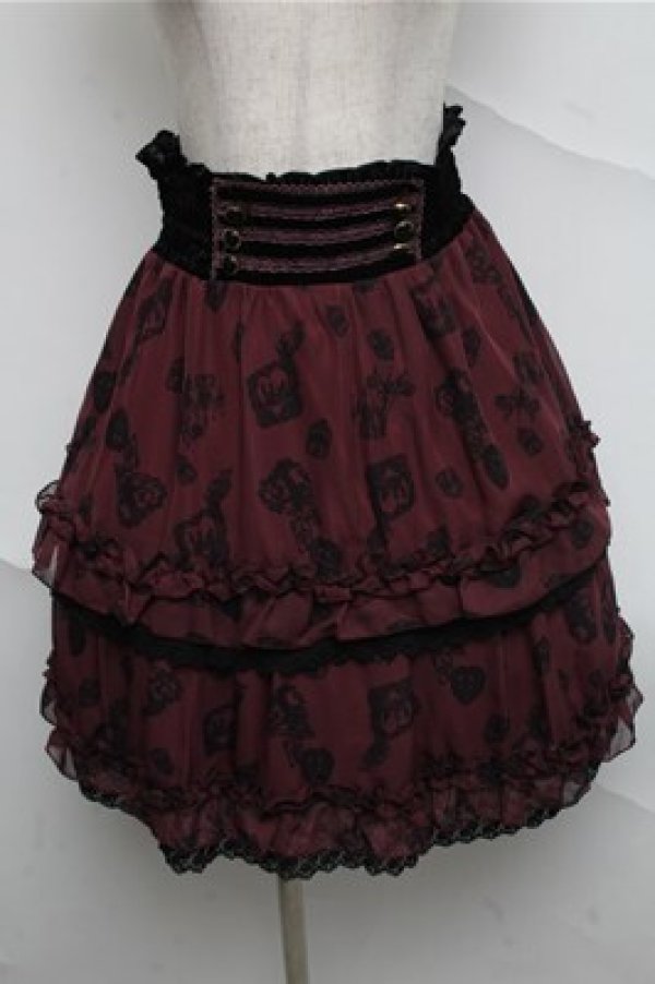 画像1: axes femme / バイカラーメルヘンスカート  ワイン S-25-07-03-1051-AX-SK-HR-ZS (1)