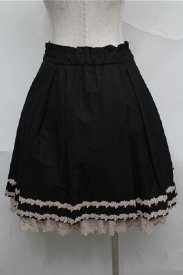 画像2: axes femme / レース付きタックスカート  黒 S-25-07-03-1055-AX-SK-HR-ZS (2)