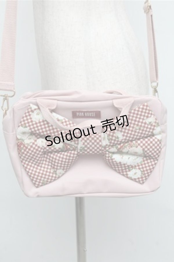 画像1: PINK HOUSE / ギンガムリボンショルダーバッグ  ピンク S-25-07-03-1011-LO-BG-HR-ZT501 (1)