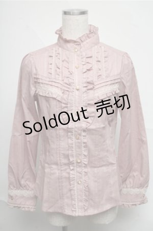 画像: axes femme / ボウタイ付き長袖フリルブラウス  ピンク S-25-07-03-1024-AX-BL-HR-ZI