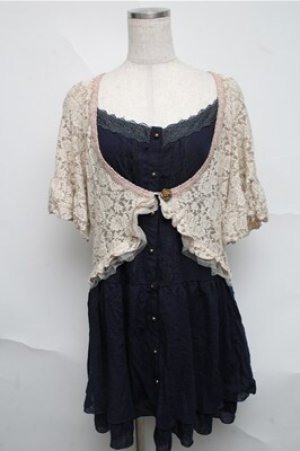 画像: axes femme / ボレロ重ね着風ワンピース  オフｘ紺 S-25-07-03-1027-AX-OP-HR-ZS