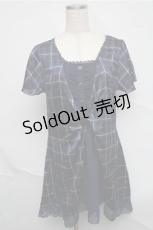 画像: axes femme / チェックチュニック  紺 S-25-07-03-1029-AX-TO-HR-ZI
