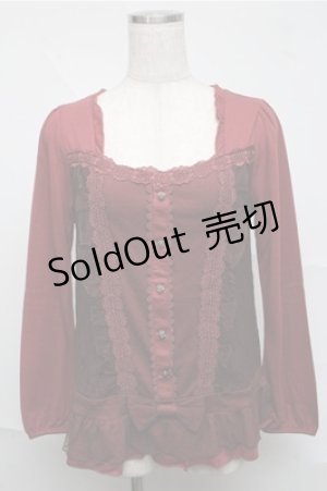 画像: axes femme / 重ね着風レースプルオーバー  赤 S-25-07-03-1033-AX-OP-HR-ZS