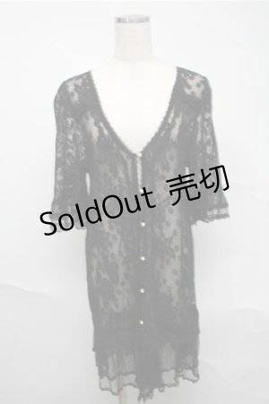 画像: axes femme / 総レースロングカーディガン  黒 S-25-07-03-1038-AX-TO-AS-ZS