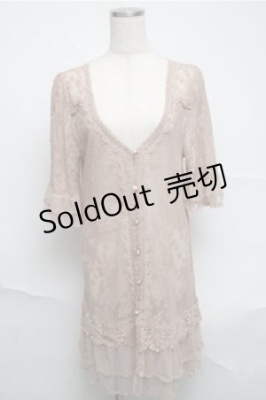 画像: axes femme / 総レースロングカーディガン  ベージュ S-25-07-03-1039-AX-TO-AS-ZI