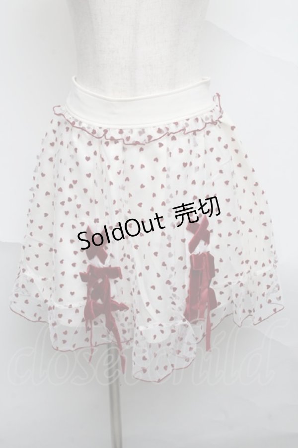 画像1: LIZ LISA / ハートフリルレースアップスカート  キナリｘボルドー S-25-07-04-056-LO-TO-HR-ZS (1)