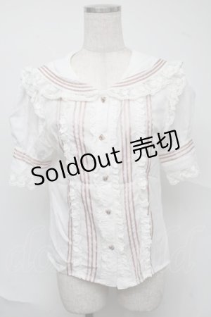 画像: Bon24Hiz / セーラー襟ブラウス  白ｘピンク S-25-07-04-017-LO-TO-HR-ZS