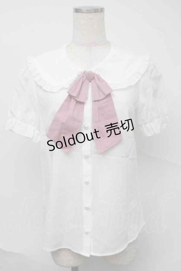 画像1: Secret Honey / さくらんぼ刺繍セーラーブラウス  白 S-25-07-04-018-CA-BL-HR-ZS (1)
