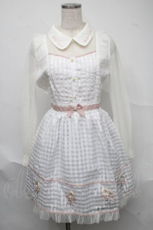画像: LIZ LISA / マーガレット刺繍入りシアーギンガムワンピース  白 S-25-07-04-036-LO-OP-HR-ZS