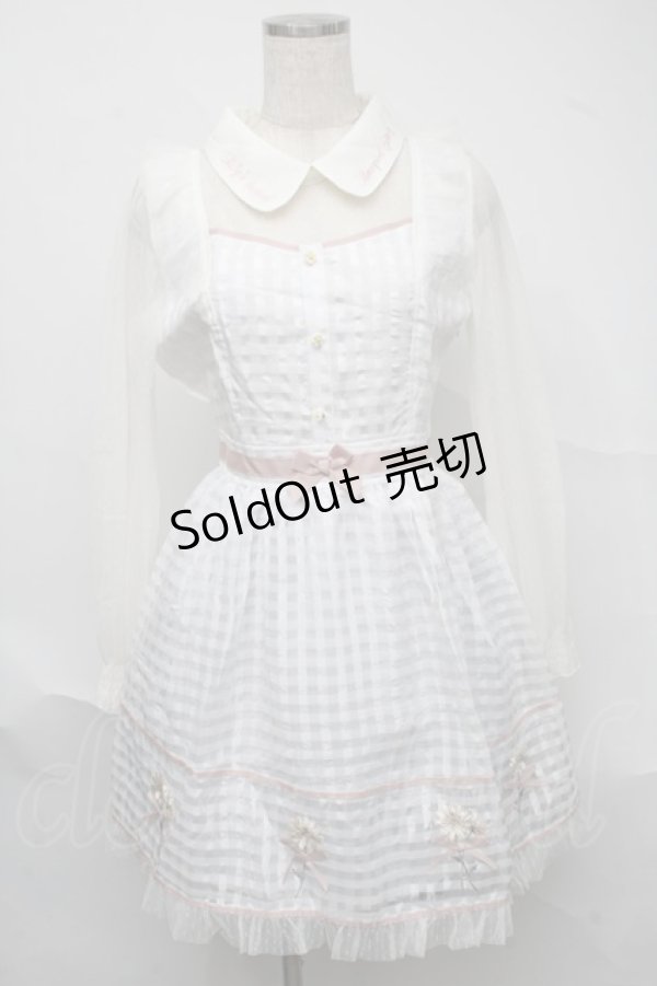 画像1: LIZ LISA / マーガレット刺繍入りシアーギンガムワンピース  白 S-25-07-04-036-LO-OP-HR-ZS (1)