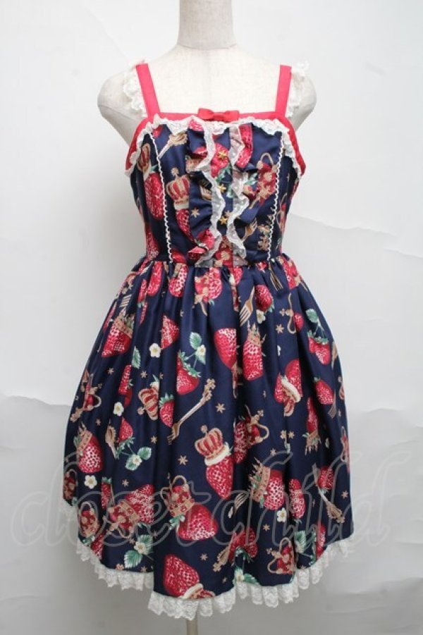 画像1: Angelic Pretty / Royal Crown Berry SpecialジャンパースカートSet  紺 S-25-07-05-048-AP-OP-AS-ZS (1)