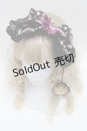 画像: ALICE and the PIRATES / 旅立ちのブーケと希望の窓ななめリボンカチューシャ  黒ｘ紫 S-25-07-05-008-PA-AC-HR-ZS