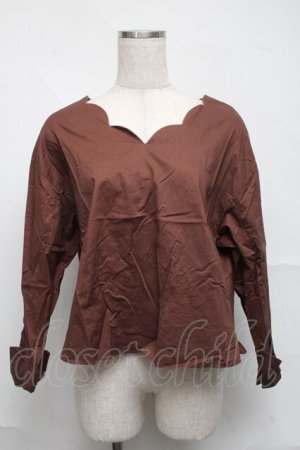 画像: Franche Lippee / 袖リボントップス  ブラウン S-25-07-05-023-LO-TO-HR-ZS